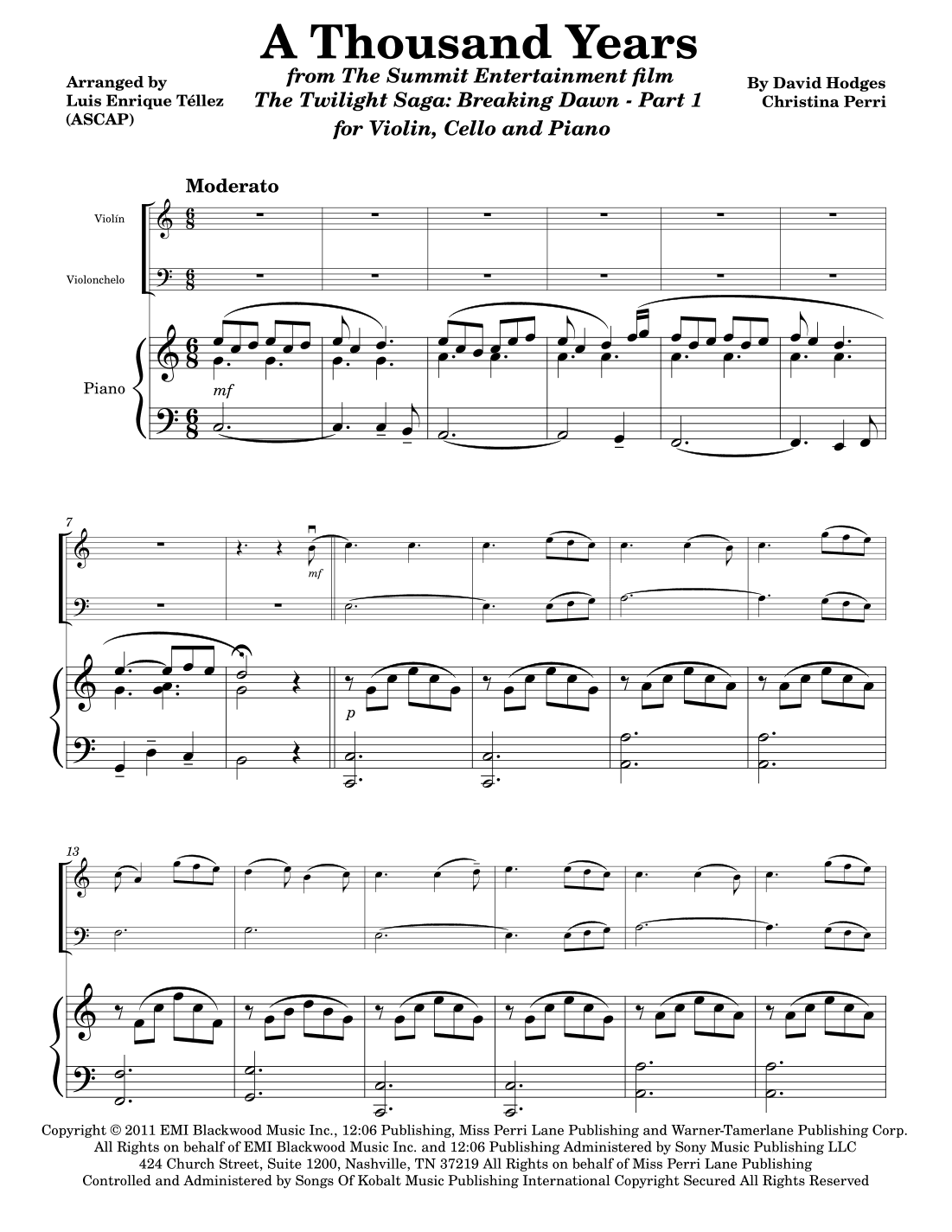 A Thousand Years (arr. Luis Enrique Téllez)