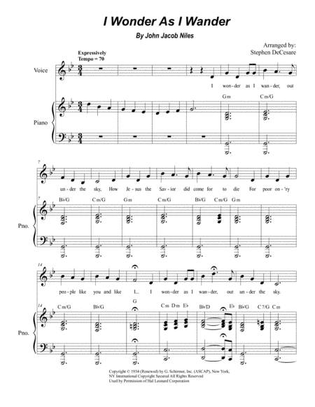 I Wonder As I Wander (arr. Stephen DeCesare)
