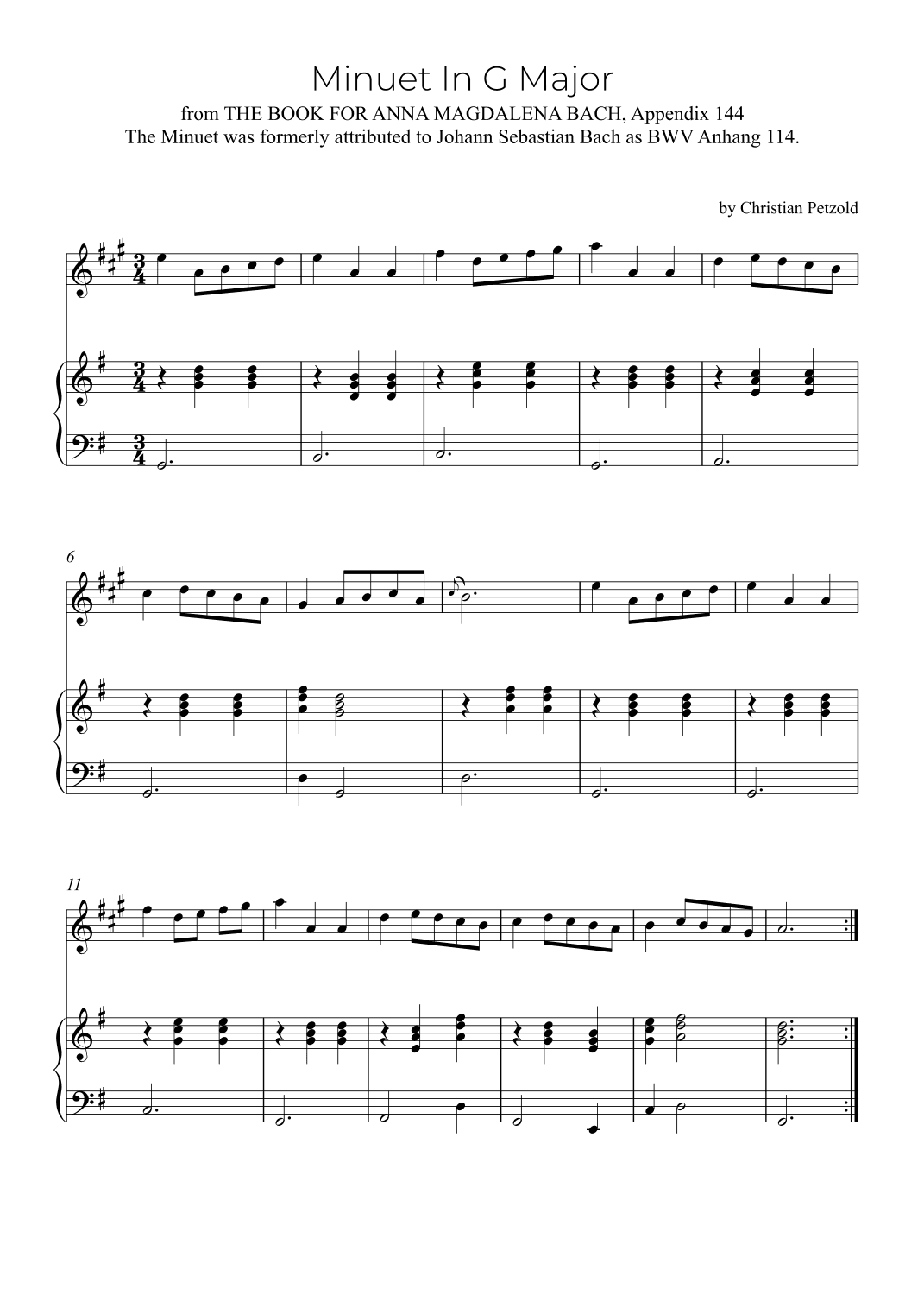 Minuet In G Major (arr. Alex Nunes Rodrigues)