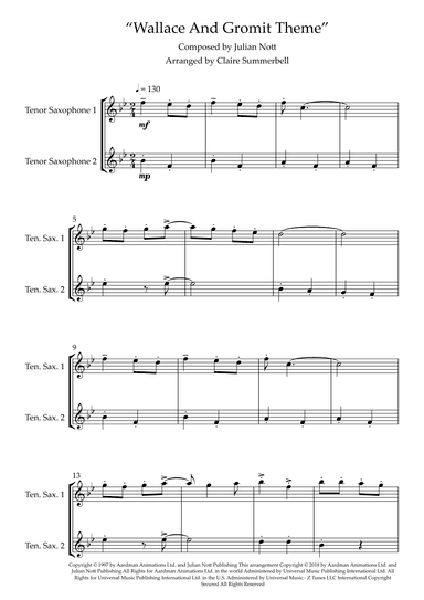 Wallace And Gromit Theme (arr. Claire Summerbell)
