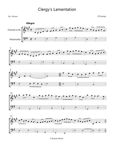 Clergy's Lamentation - for Clarinet and Cello (arr. Arezzo Music)