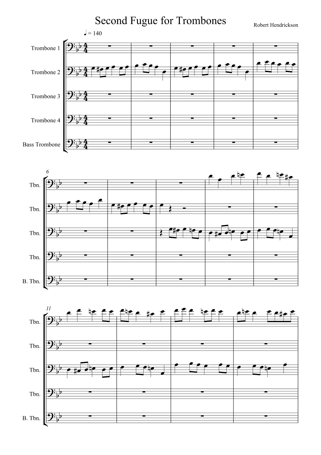 Second Fugue for Trombones