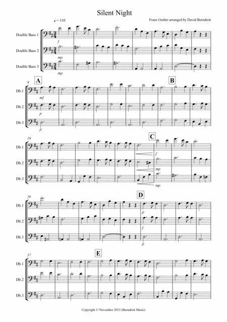 Silent Night for Double Bass Trio (arr. David Burndrett)