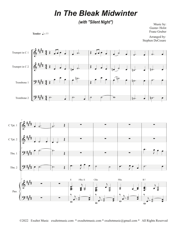 In The Bleak Midwinter (with "Silent Night") (Brass Quartet and Piano - Alternate Version) (arr. Stephen DeCesare)