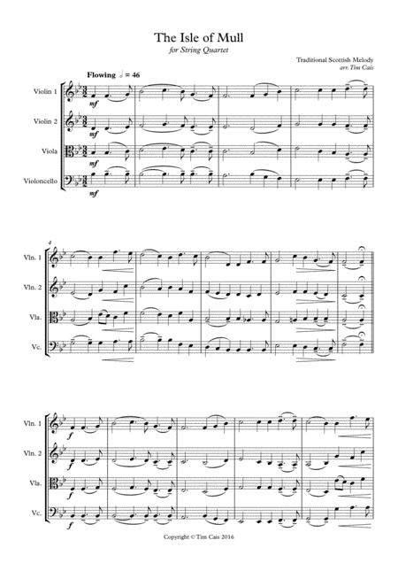 The Isle Of Mull - String Quartet (arr. Tim Cais)