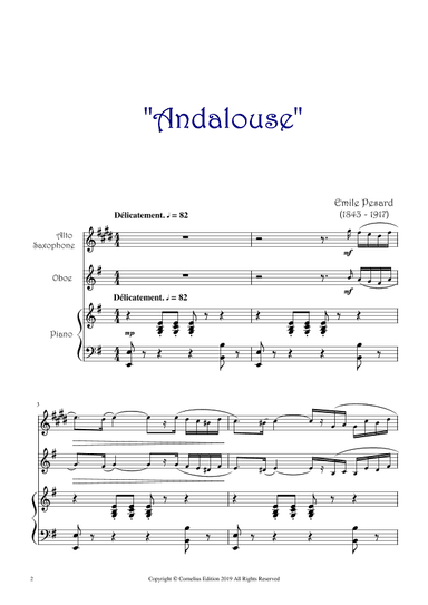 Emile Pessard "Andalouse" No 8 from 25 pieces Op 20. for Oboe and piano. (arr. Glenn Martin)