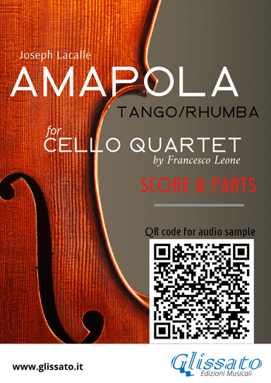 Amapola for intermediate cello quartet (score and parts) (arr. Francesco Leone)