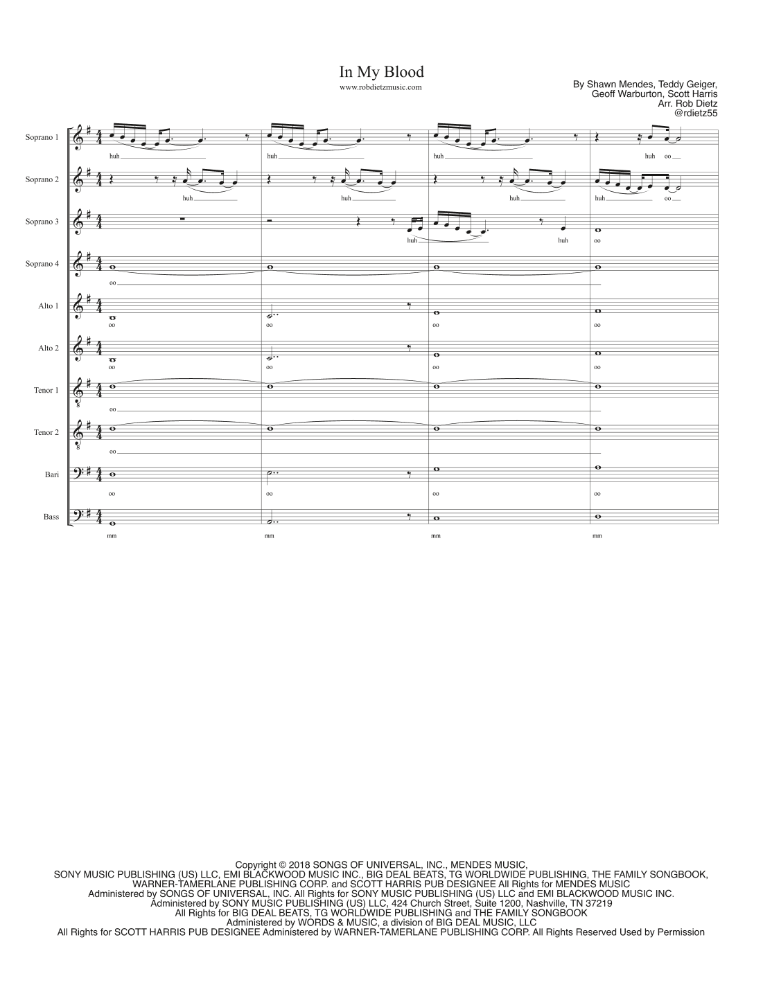 In My Blood (arr. Rob Dietz)