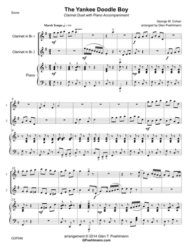 YANKEE DOODLE BOY - CLARINET DUET with Piano Accompaniment (arr. Glen Poehlmann)