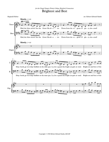 Brightest and Best of the Sons of the Morning (arr. Robert Edward Smith)