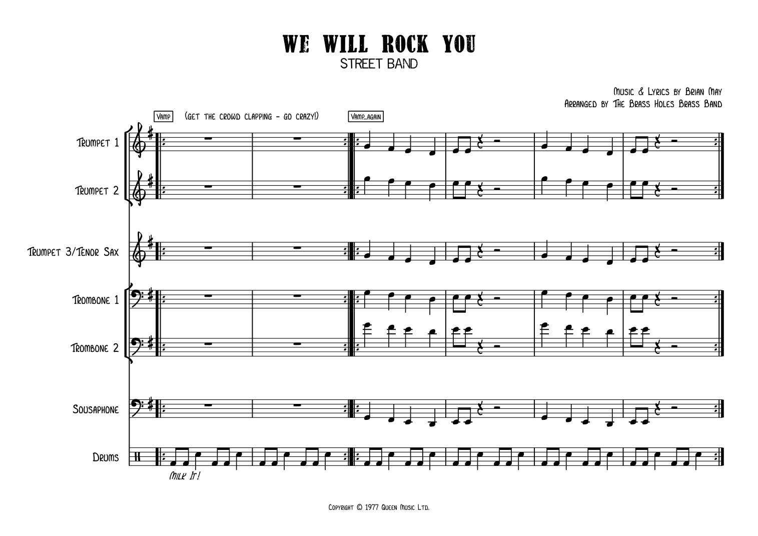 We Will Rock You (arr. The Brass Holes Brass Band)