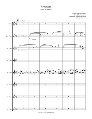 Recordare (from "Requiem") (F) (Flute Octet) (arr. Regis Bookshar)