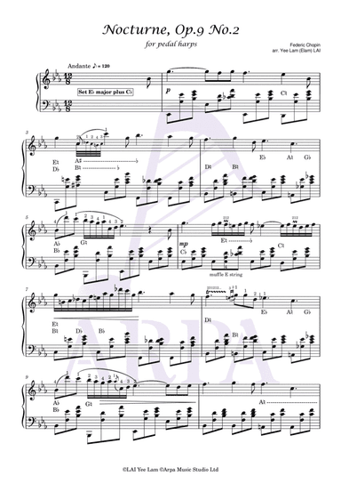 [Pedal Harp] Chopin - Nocturne Op.9 No.2 蕭邦 夜曲Op.9 No.2 (arr. Yee Lam (Elam) LAI)