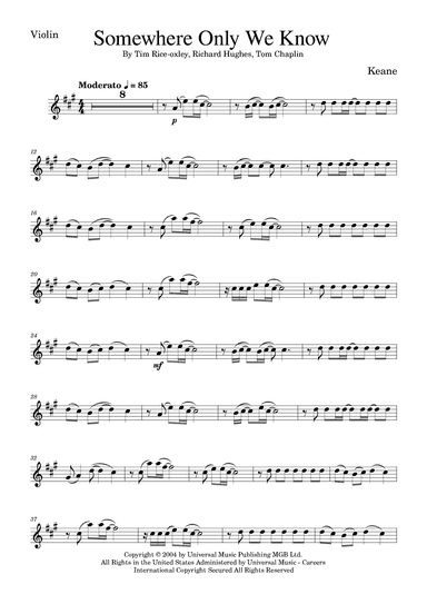 Somewhere Only We Know (arr. Golden Skull Editions)