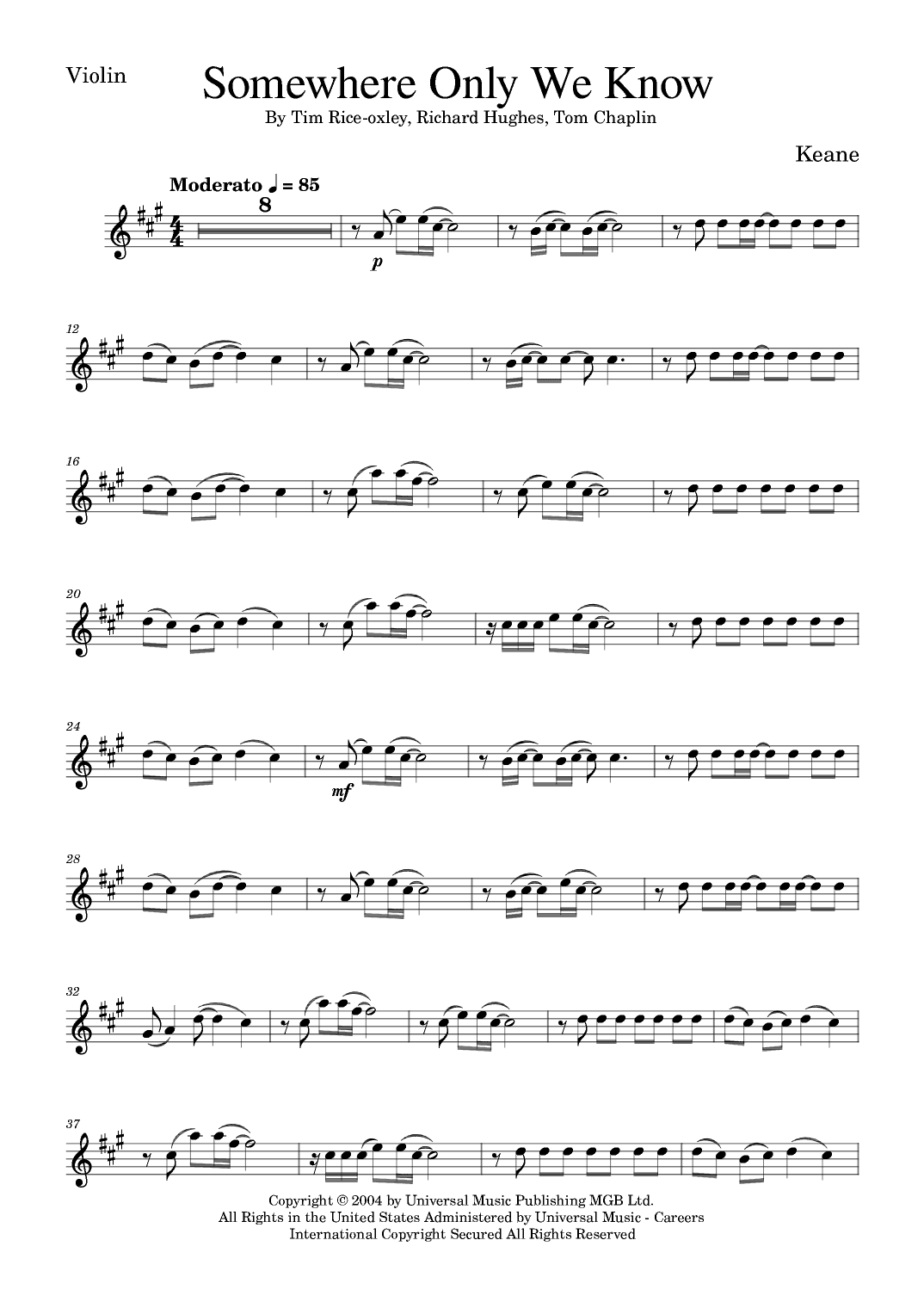 Somewhere Only We Know (arr. Golden Skull Editions)