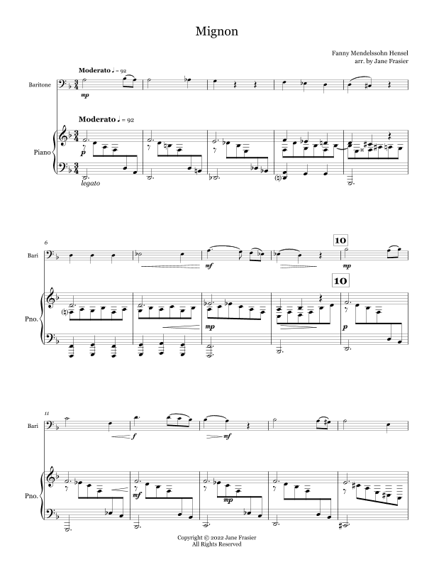 Mignon (arr. Jane Frasier)