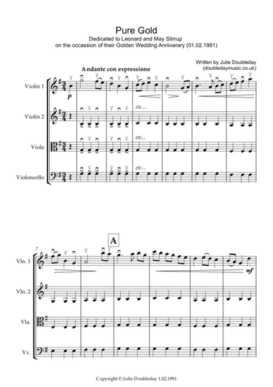 Pure Gold for String Quartet - Score and Parts