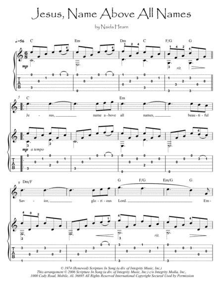 Jesus, Name Above All Names (arr. PianoSheetNow)