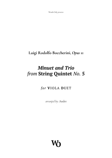 Minuet by Boccherini for Viola Duet (arr. Ander)