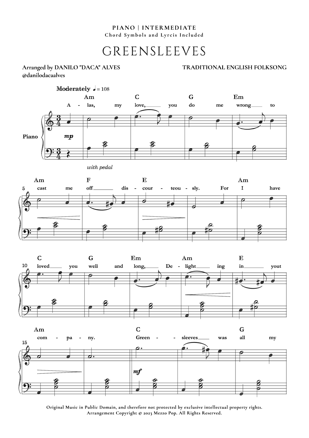 Greensleeves (arr. Danilo "Daca" Alves)