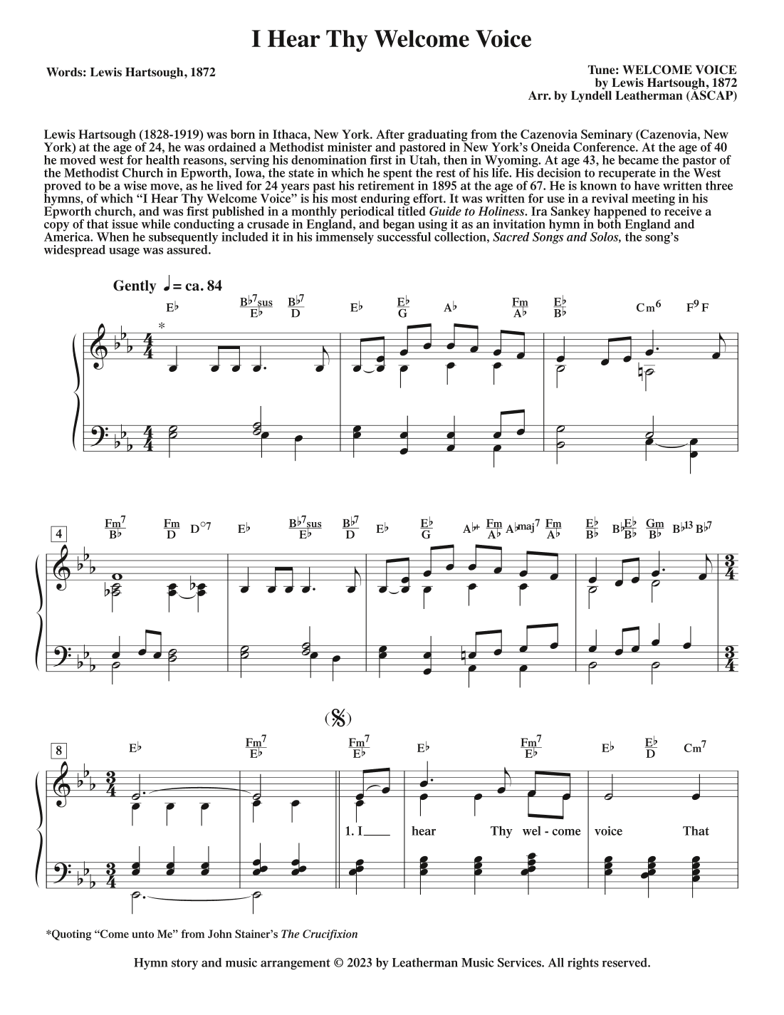 I Hear Thy Welcome Voice (arr. Lyndell Leatherman)