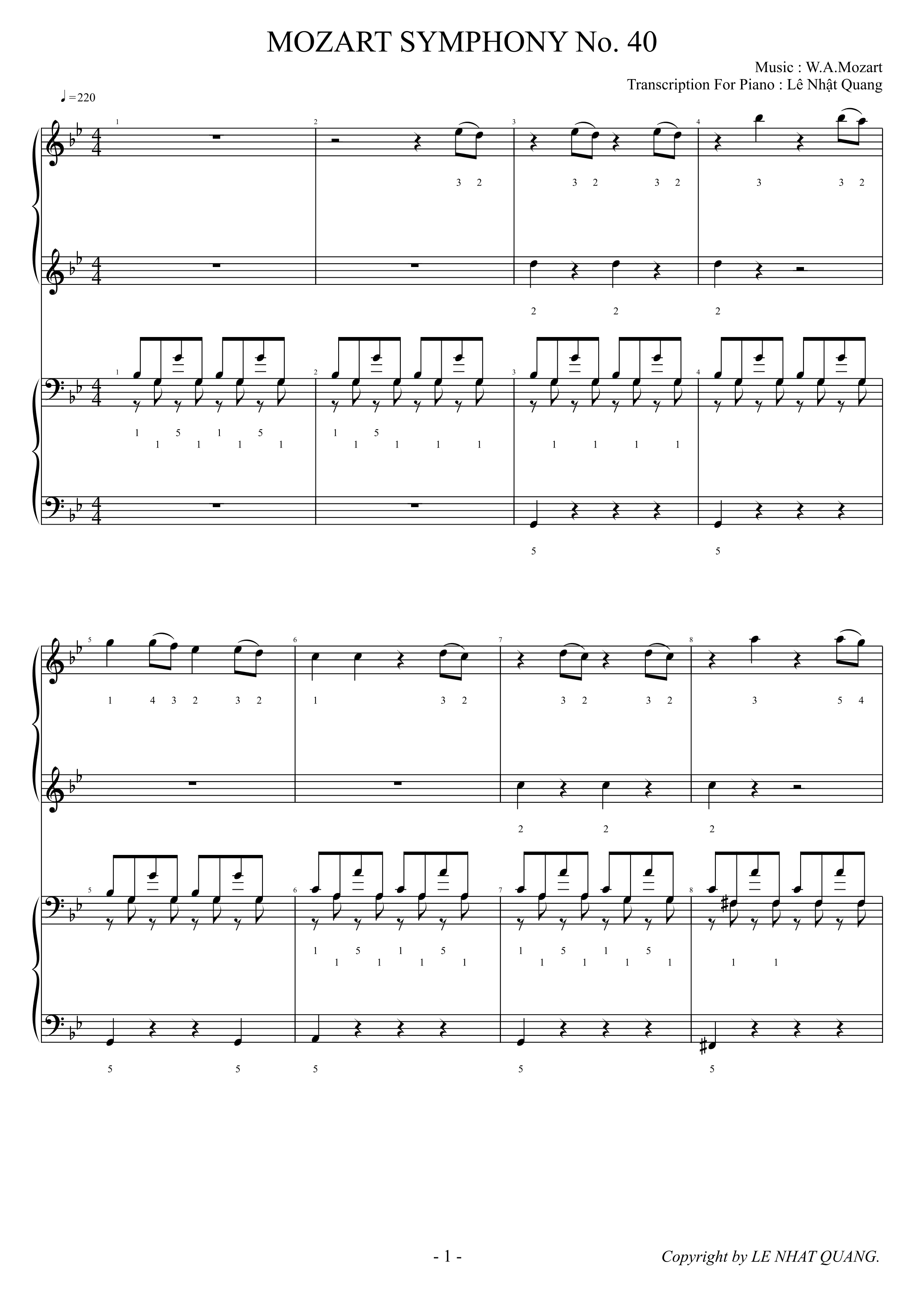 MOZART SYMPHONY No.40 (arr. Le Nhat Quang)