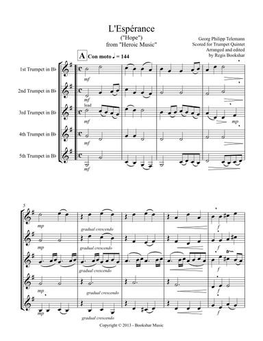 L'Esperance (from "Heroic Music") (F) (Trumpet Quintet) (arr. Regis Bookshar)