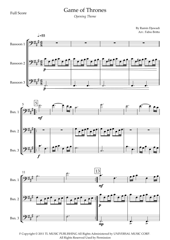Game Of Thrones (arr. Fabio Britto)