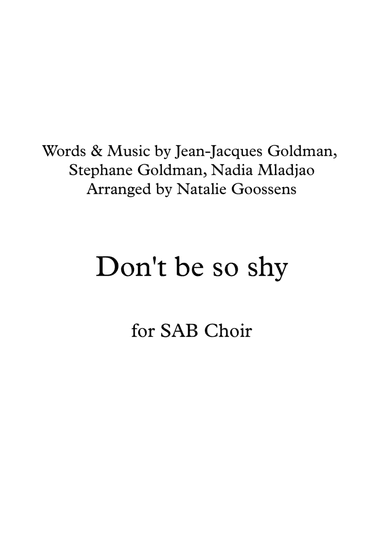 Don't Be So Shy (arr. Natalie Goossens)