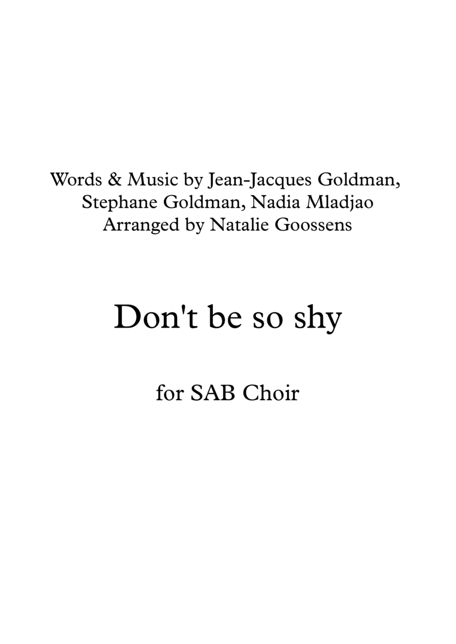 Don't Be So Shy (arr. Natalie Goossens)