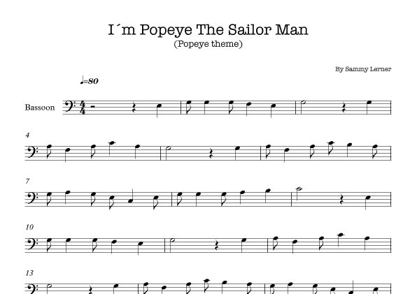 I'm Popeye The Sailor Man (arr. E.P)