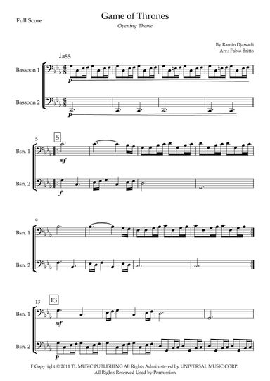 Game Of Thrones (arr. Fabio Britto)