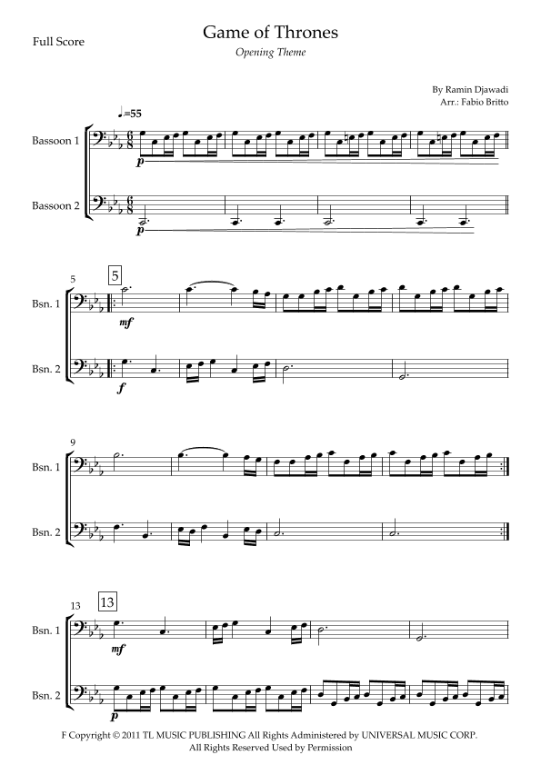 Game Of Thrones (arr. Fabio Britto)