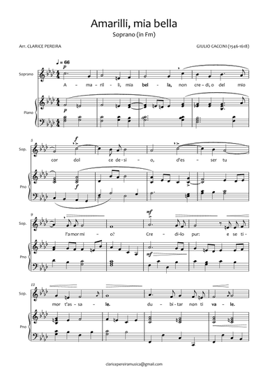 Amarilli, mia bella (arr. Clarice Pereira)