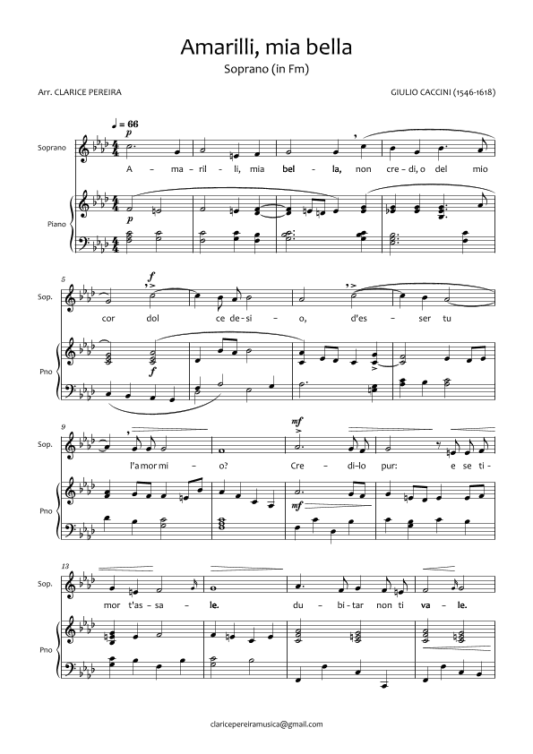 Amarilli, mia bella (arr. Clarice Pereira)