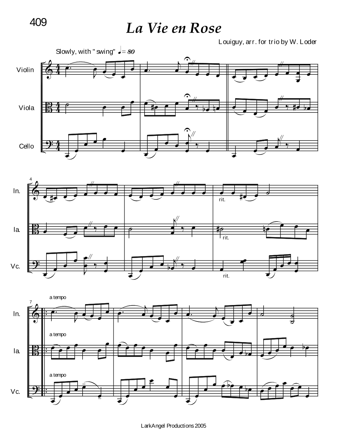 La Vie En Rose (arr. Wendy Loder, ASCAP)