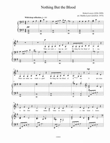 Nothing But the Blood - key of G (arr. Martha Lynn Carroll)