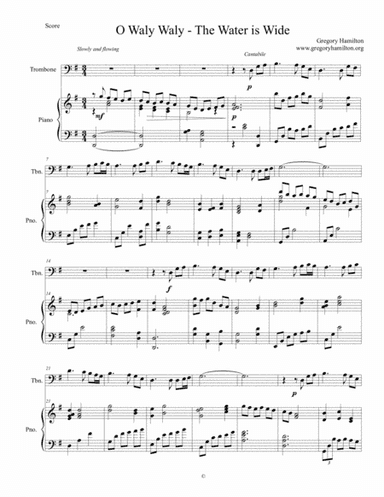 O Waly Waly - The Water is Wide for Trombone and Piano