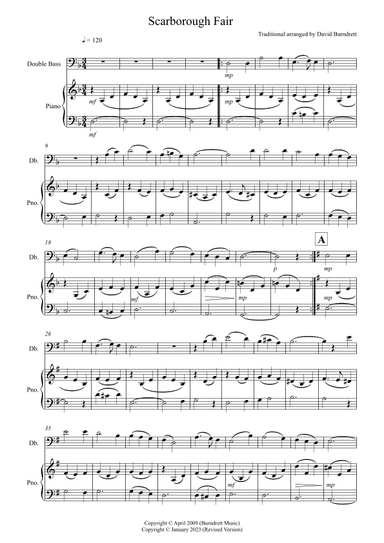 Scarborough Fair for Double Bass and Piano (arr. David Burndrett)