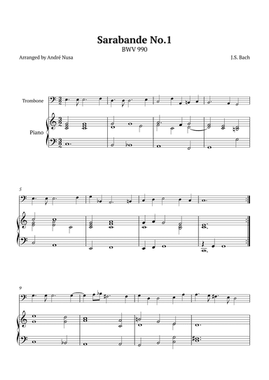 Sarabande No.1 BWV 990 (arr. André Nusa)