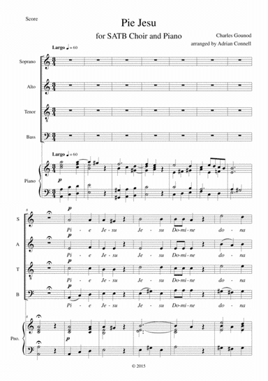 Gounod Pie Jesu arranged for SATB choir and piano (or organ) (arr. Adrian Connell)