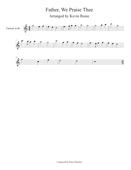 Father, We Praise Thee (Easy key of C) - Clarinet (arr. Kevin Busse)