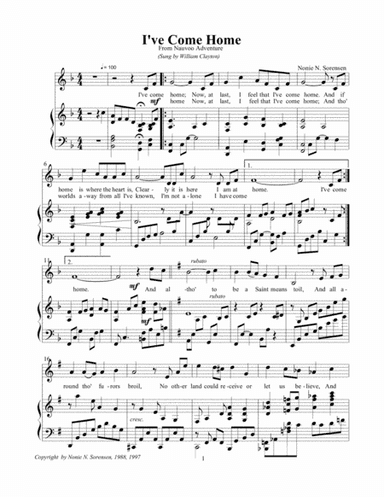 I've Come Home ( from the Musical Show, "Nauvoo Adventure" by Nonie N. Sorensen