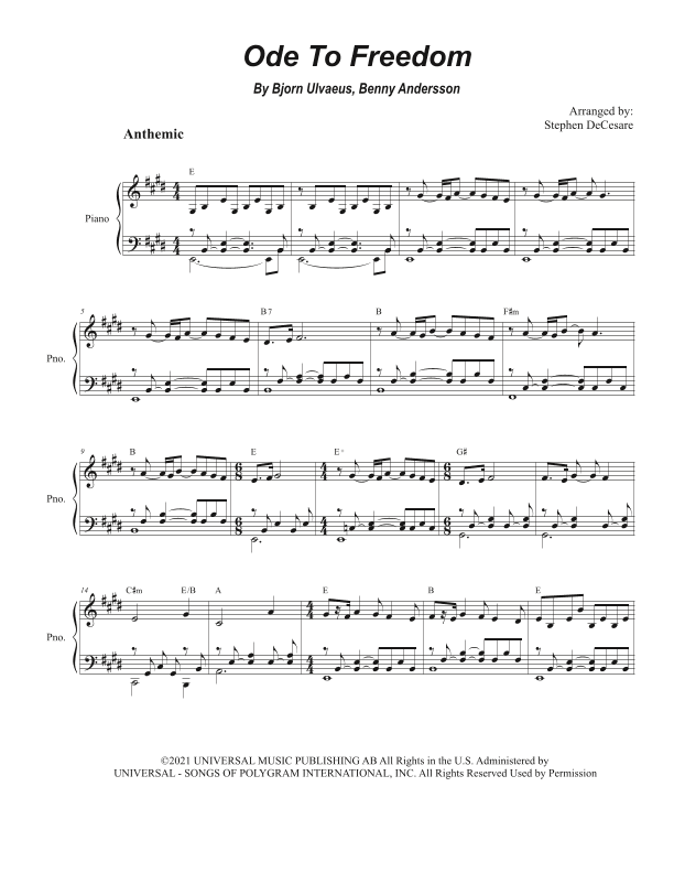Ode To Freedom (arr. Stephen DeCesare)