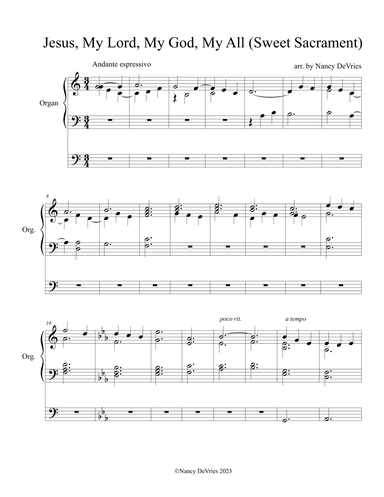 Prelude on "Jesus, My Lord, My God, My All" (Sweet Sacrament) (arr. Nancy DeVries)