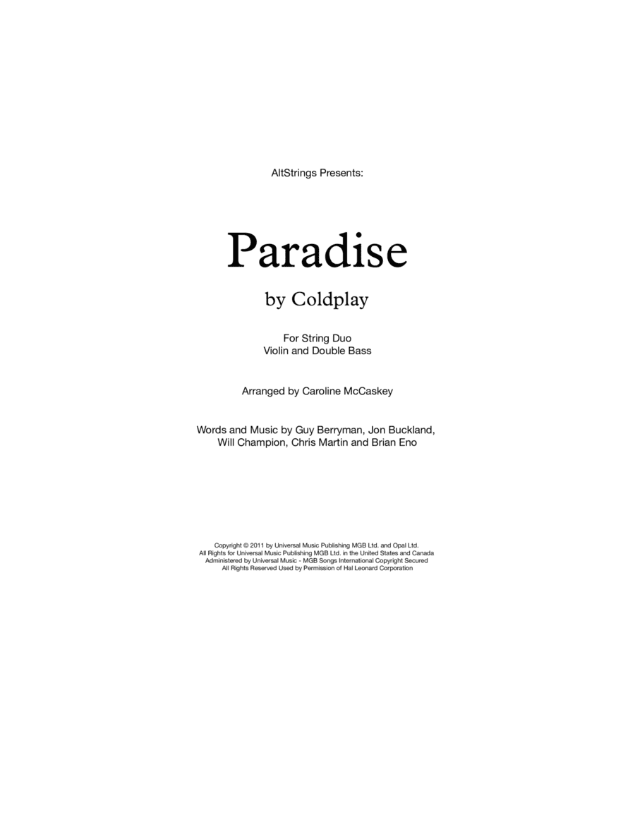 Paradise (arr. Caroline McCaskey)