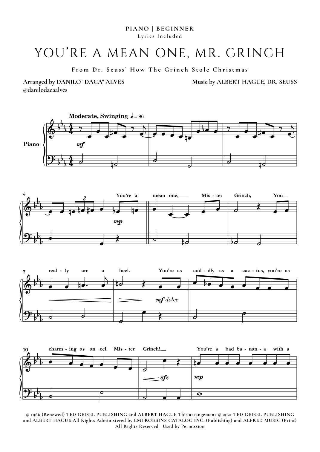 You're A Mean One, Mr. Grinch (arr. Danilo "Daca" Alves)