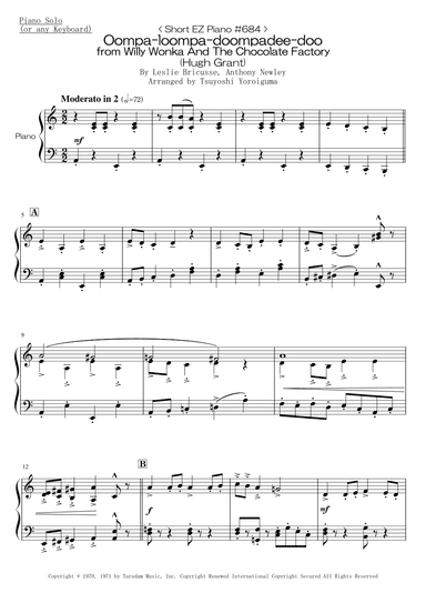 Oompa-loompa-doompadee-doo (arr. Tsuyoshi Yoroiguma)