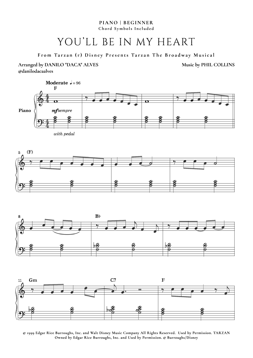 You'll Be In My Heart (arr. Danilo "Daca" Alves)