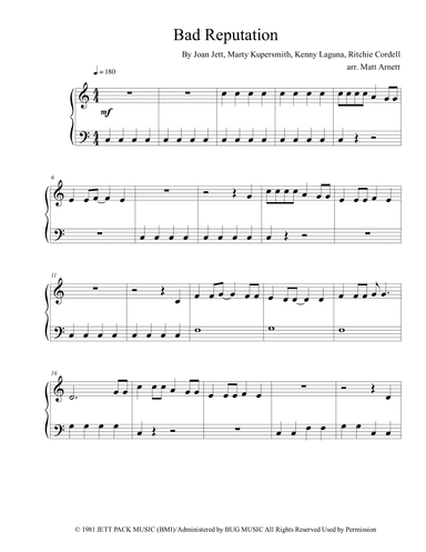 Bad Reputation (arr. Matt Arnett)